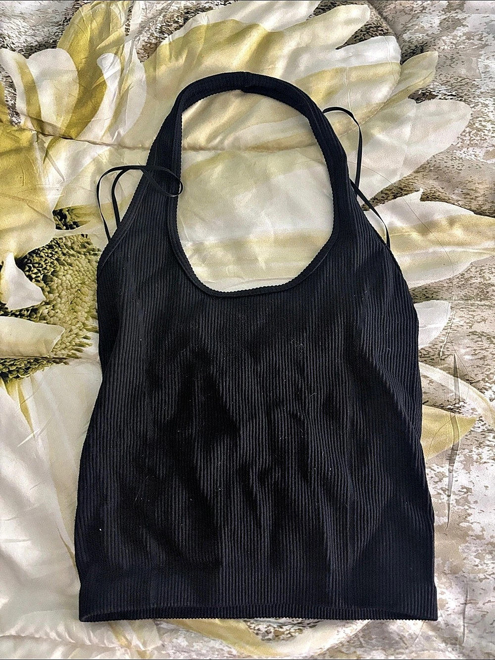 American Eagle AE Halter Tank Top Ribbed Black XS